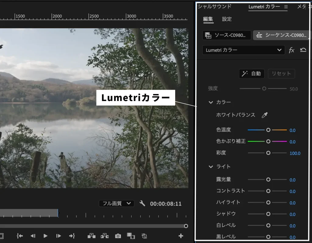プレミアプロでカラー調整|動画の色味・明るさを調整しよう。 Premiere Pro Lumetri Color 1 1024x799